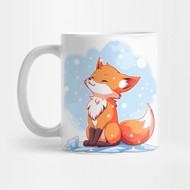 A cute fox enjoying the falling snowflakes by etherElric